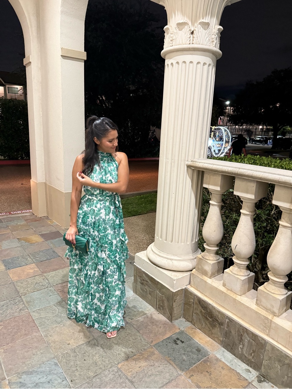 Alex Marie Green Floral Halter Maxi Dress